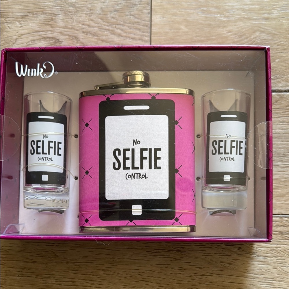 Wink Pink Flask and Shot Glass Set